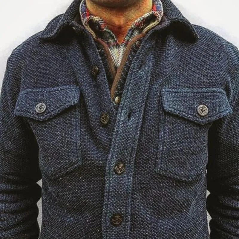 Men's Retro Solid Color Wool Double Breast Pocket Jacket 02219778Y sold by Manly product image thumbnail 3