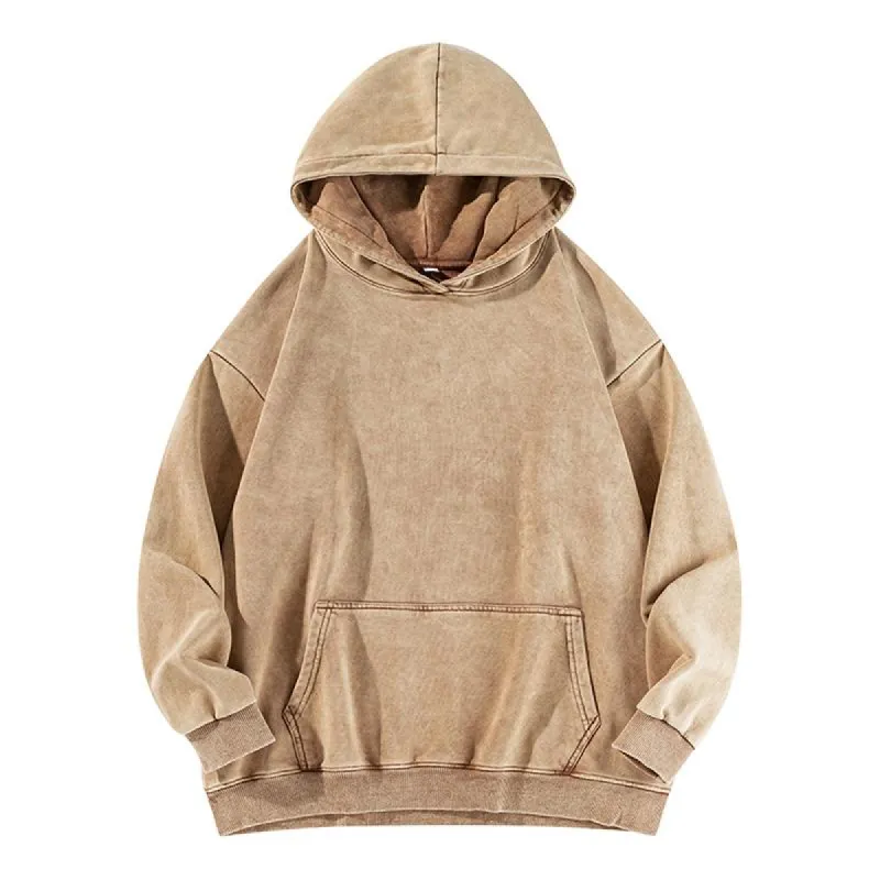 Men's Vintage Washed Kangaroo Pocket Long Sleeve Pullover Hoodie 59431446M sold by Manly