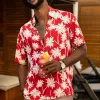 Men's Floral Print Lapel Beach Short Sleeve Shirt 28824957Y sold by Manly