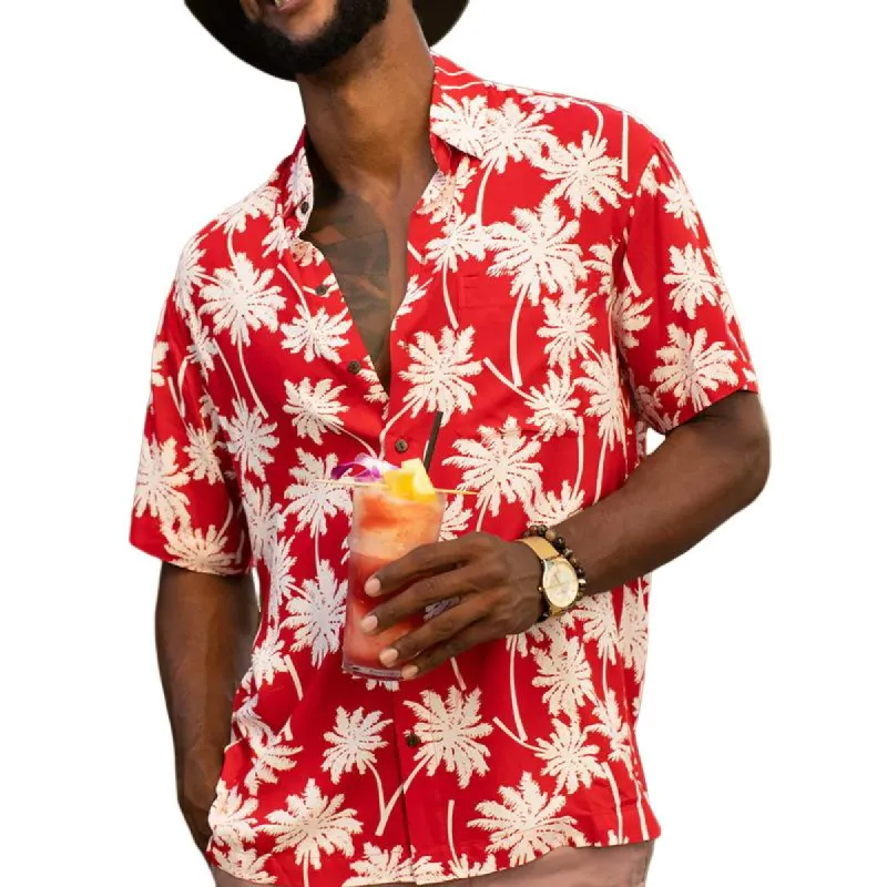 Men's Floral Print Lapel Beach Short Sleeve Shirt 28824957Y sold by Manly