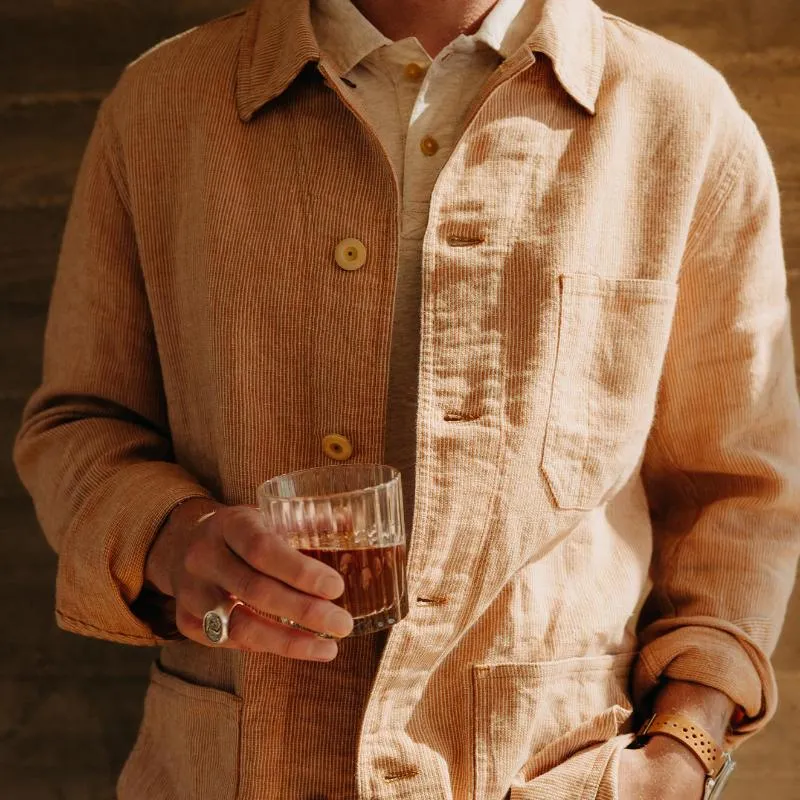 Men's Retro Striped Multi-Pocket Thin Jacket 86397064Y sold by Manly product image thumbnail 4