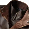Men's Vintage Double Collar Leather Long Sleeve Zip Fly Bomber Jacket 88344870M sold by Manly
