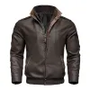 Men's Vintage Double Collar Leather Long Sleeve Zip Fly Bomber Jacket 88344870M sold by Manly