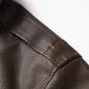 Men's Vintage Double Collar Leather Long Sleeve Zip Fly Bomber Jacket 88344870M sold by Manly