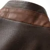 Men's Vintage Double Collar Leather Long Sleeve Zip Fly Bomber Jacket 88344870M sold by Manly