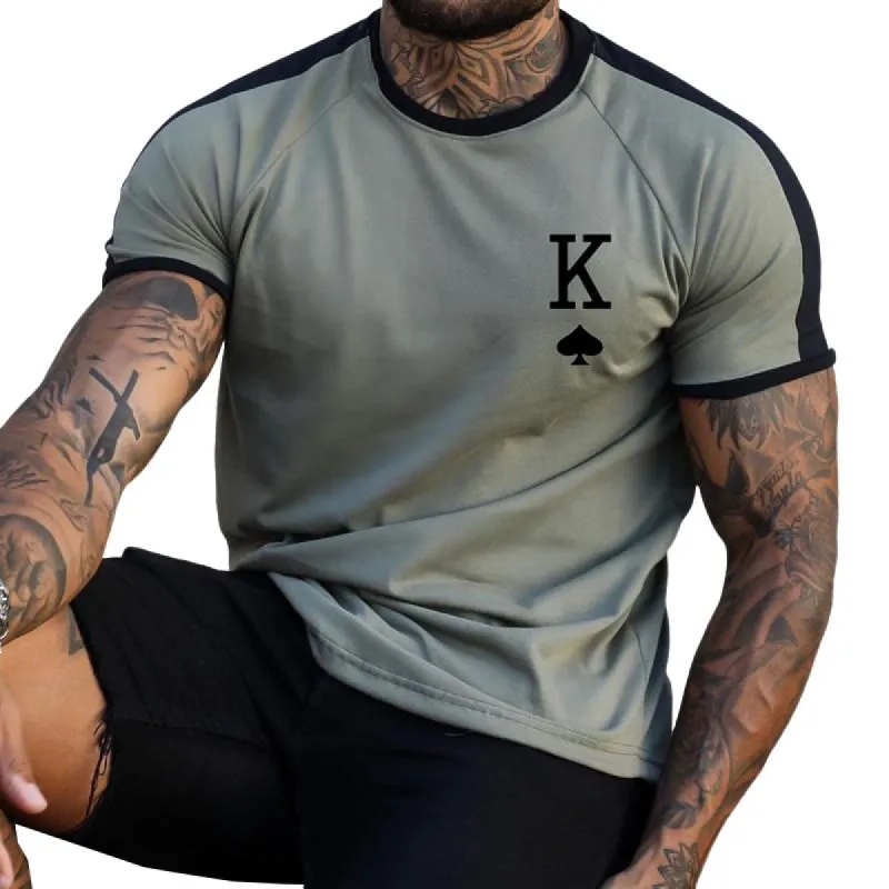 Men's Casual Colorblock Spade K Short-sleeved T-shirt 31942521TO sold by Manly