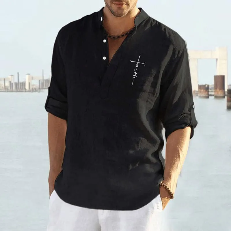 Men's Casual Letter Print Solid Color Long Sleeve Shirt 77025368Y sold by Manly product image thumbnail 4