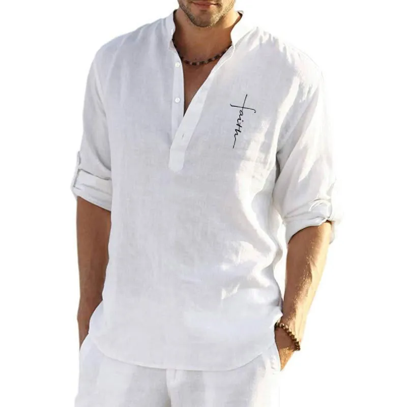 Men's Casual Letter Print Solid Color Long Sleeve Shirt 77025368Y sold by Manly