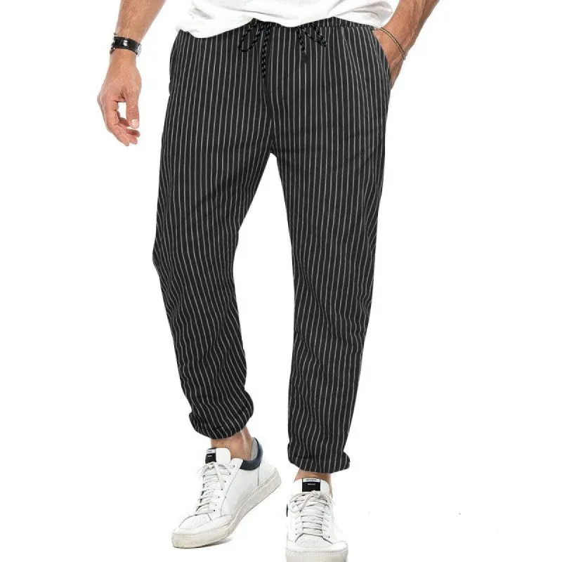 Men's Casual Lace-Up Slim Striped Pants 99725833X sold by Manly