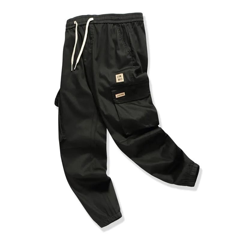 Men's Casual Sports Solid Color Multi-pocket Elastic Waist Cargo Pants 10272066M sold by Manly product image thumbnail 4