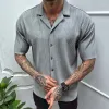 Men's Casual Solid Color Short Sleeve Shirt 85098587Y sold by Manly