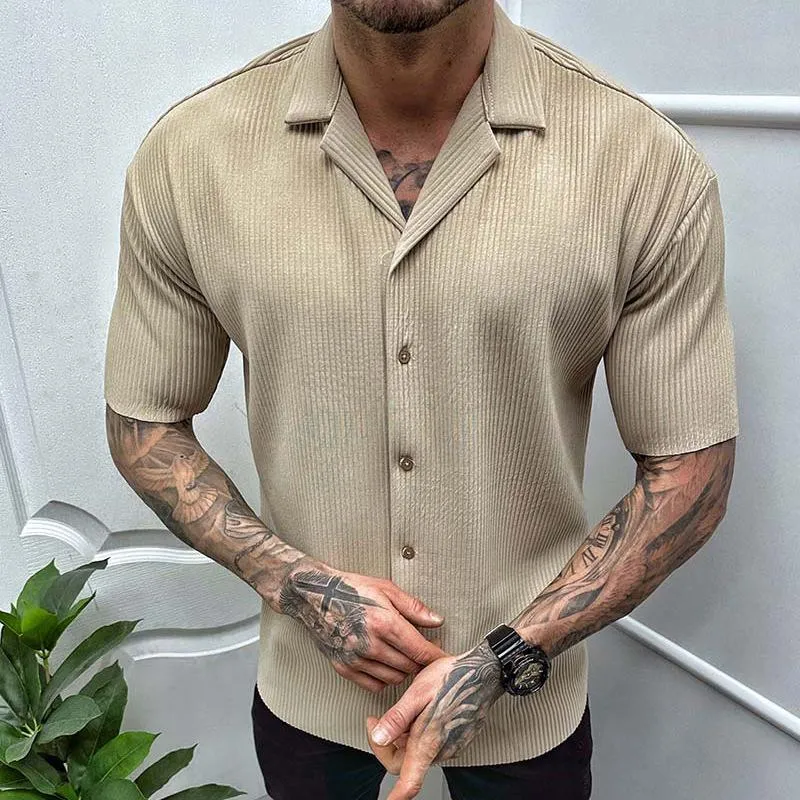 Men's Casual Solid Color Short Sleeve Shirt 85098587Y sold by Manly product image thumbnail 4