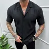 Men's Casual Solid Color Short Sleeve Shirt 85098587Y sold by Manly