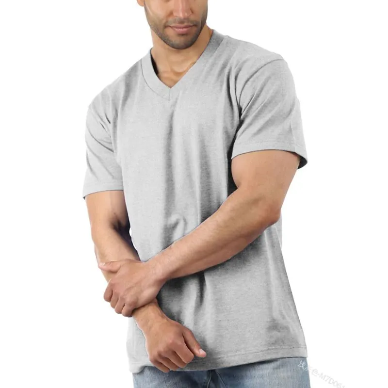 Men's Casual V-Neck Solid Color Short Sleeved T-Shirt 14052052Y sold by Manly