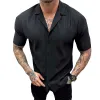 Men's Casual Solid Color Short Sleeve Shirt 85098587Y sold by Manly