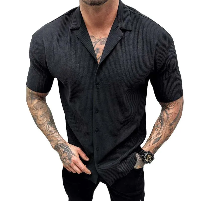 Men's Casual Solid Color Short Sleeve Shirt 85098587Y sold by Manly