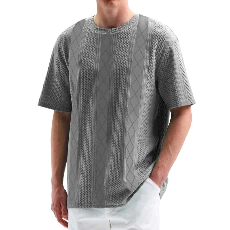 Men's Retro Jacquard Round Neck Loose Short Sleeve T-Shirt 44199259M sold by Manly product image thumbnail 2