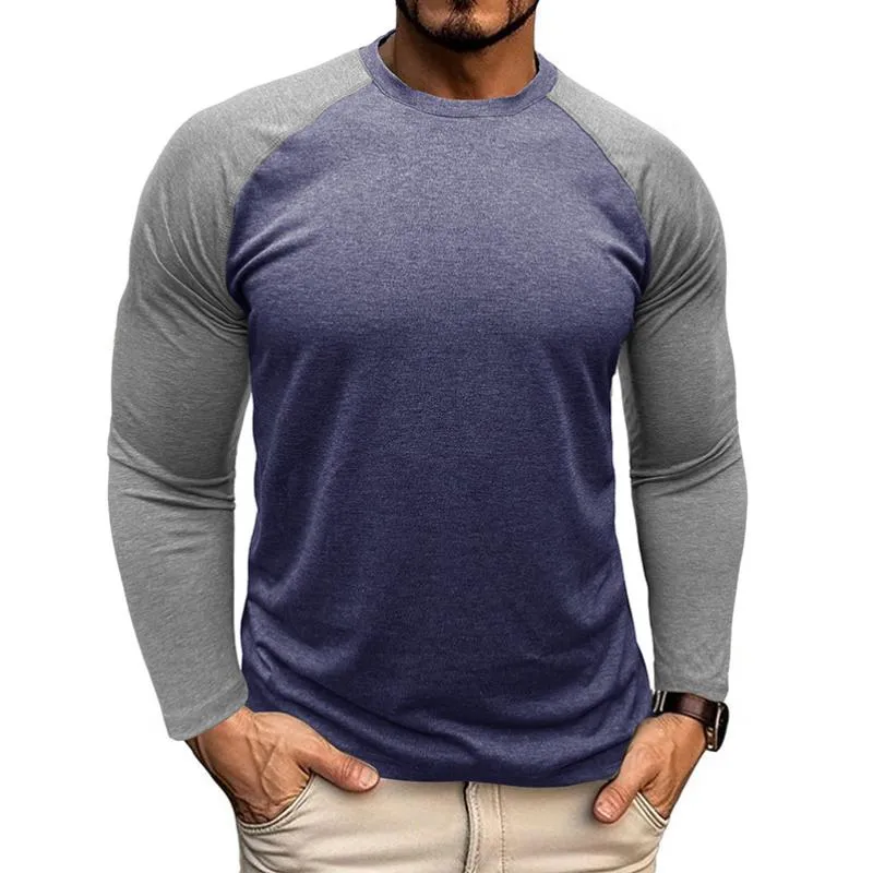 Men's Casual Round Neck Colorblocked Raglan Long Sleeve Slim Fit T-shirt 44463414M sold by Manly product image thumbnail 2