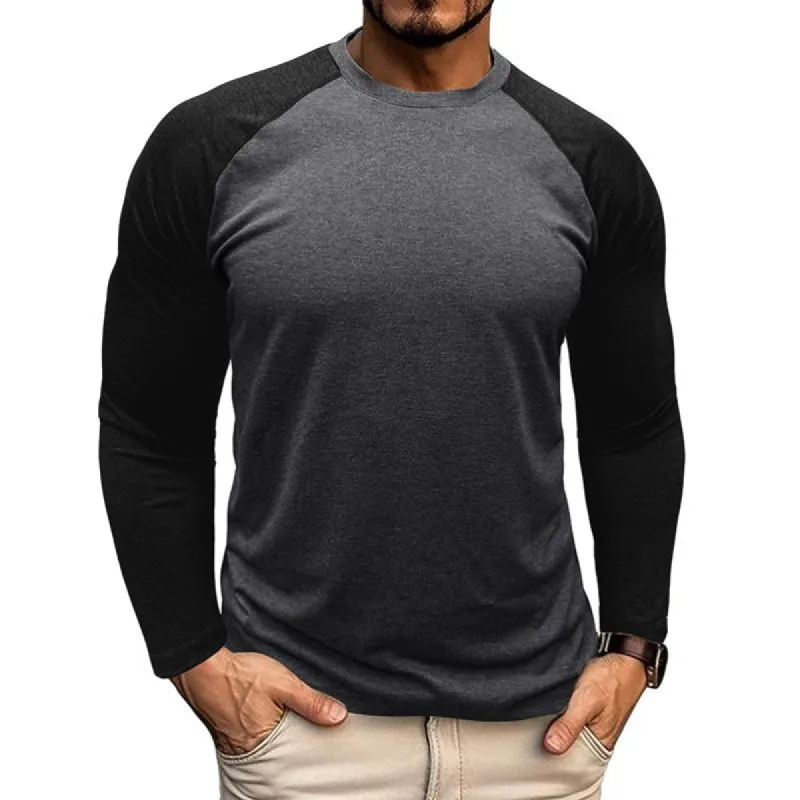 Men's Casual Round Neck Colorblocked Raglan Long Sleeve Slim Fit T-shirt 44463414M sold by Manly