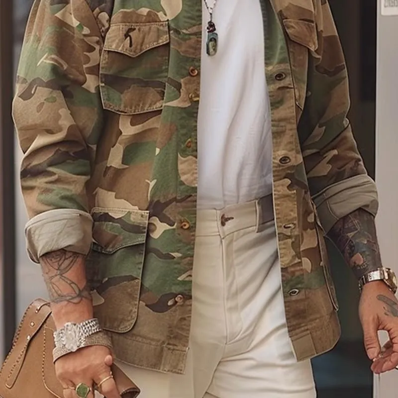 Men's Vintage Camouflage Print Multi-Pocket Jacket 25562589X sold by Manly product image thumbnail 3