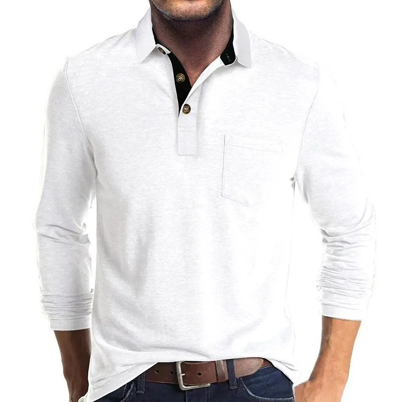 Men's Solid Color Long Sleeve Lapel Polo Shirt 38140025X sold by Manly product image thumbnail 4