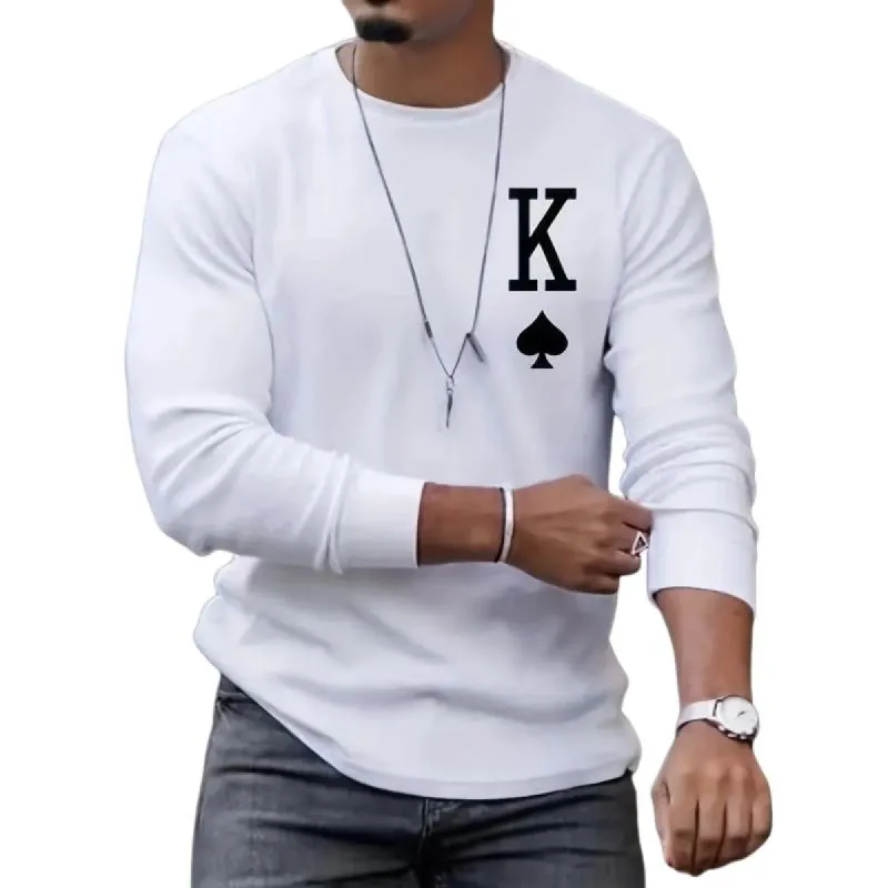 Men's Casual Letter Printed Round Neck Long Sleeve T-Shirt 02976465Y sold by Manly
