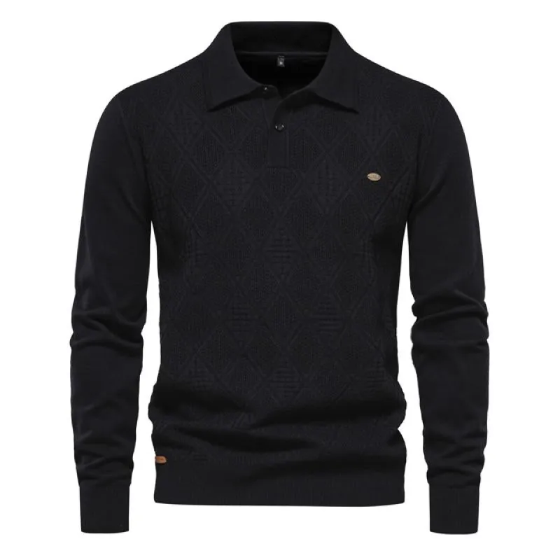 Men's Lapel Collar Solid Color Pullover Sweater 42450532X sold by Manly