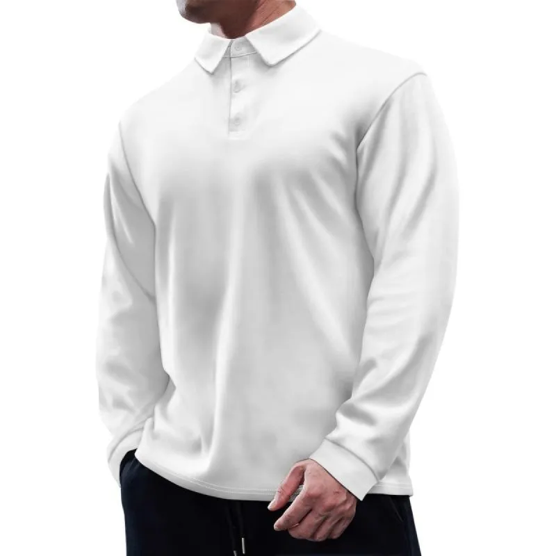 Men's Solid Loose Lapel  Long Sleeve Polo Shirt 39946400Z sold by Manly