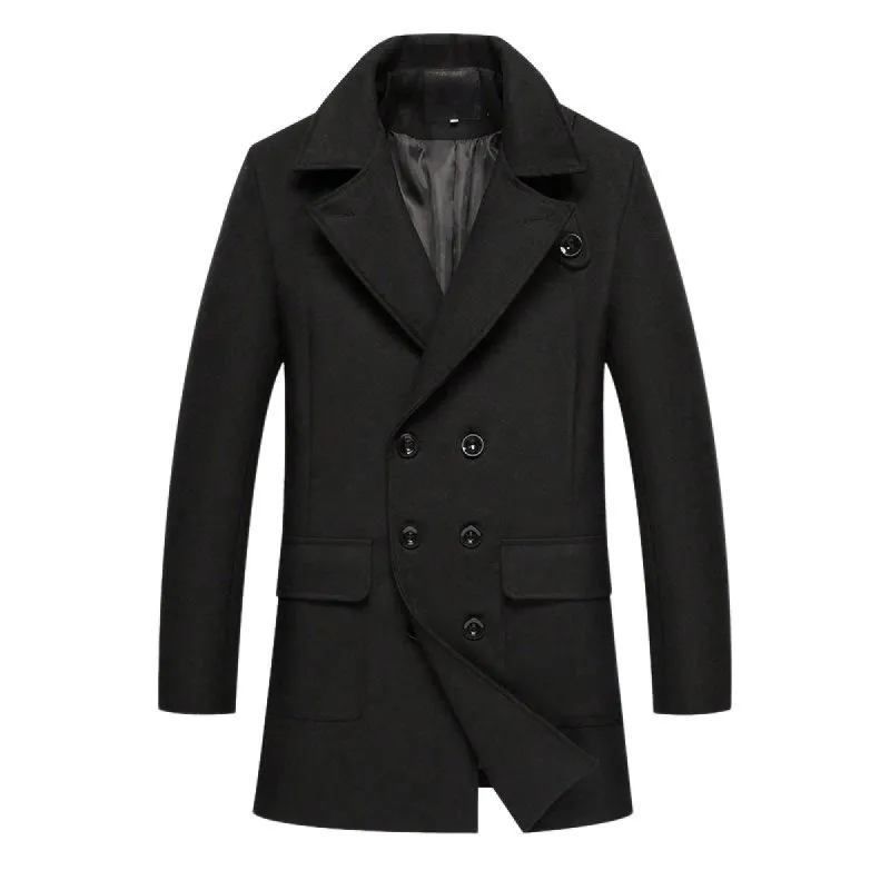 Men's Double Breasted Solid Color Lapel Coat 76591439X sold by Manly