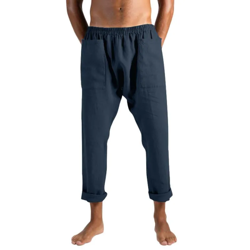 Men's Linen Pocket Patchwork Casual Trousers 13808236TO sold by Manly