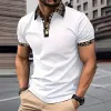 Men's Floral Patchwork Lapel Short Sleeve Casual Polo Shirt 30901548Z sold by Manly
