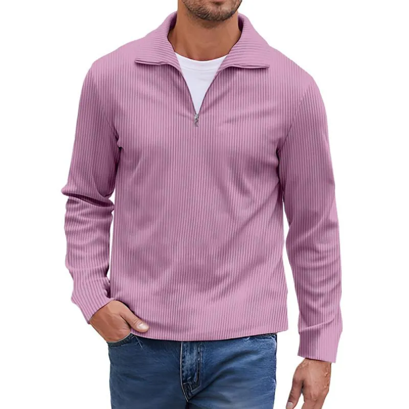 Men's Casual Solid Color Zipper Lapel POLO Shirt 35706624X sold by Manly