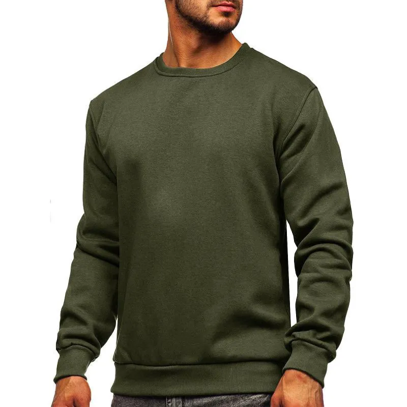 Men's Casual Solid Color Long Sleeve Loose Round Neck Sweatshirt 35918955Y sold by Manly
