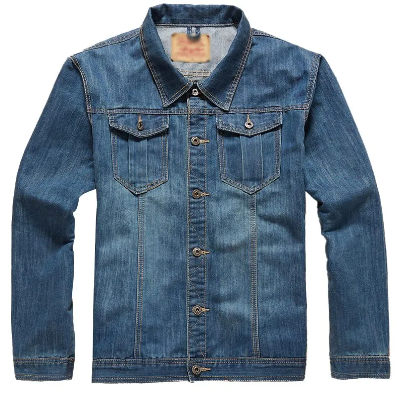 Men's Vintage Lapel Long Sleeve Denim Jacket 09737041Y sold by Manly