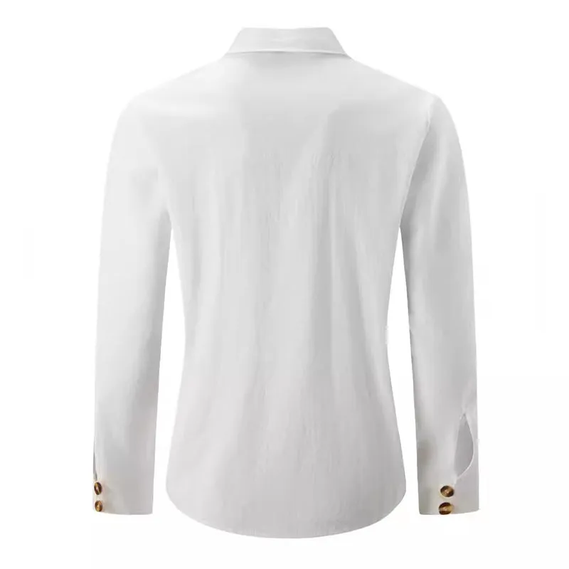 Men's Casual Cotton Linen Lapel Slim Pullover Long Sleeve Shirt 26925876M sold by Manly product image thumbnail 2