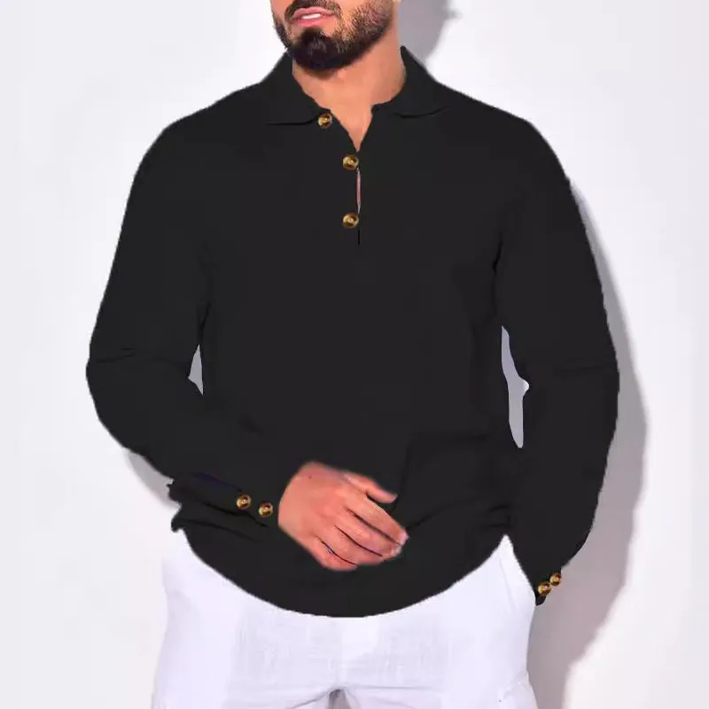 Men's Casual Cotton Linen Lapel Slim Pullover Long Sleeve Shirt 26925876M sold by Manly product image thumbnail 4