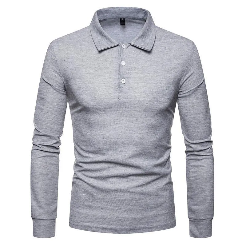 Men's Casual Solid Color Lapel Long Sleeve POLO Shirt 97460501Y sold by Manly product image thumbnail 3
