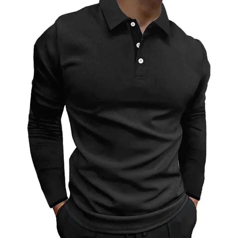 Men's Casual Solid Color Lapel Long Sleeve POLO Shirt 97460501Y sold by Manly product image thumbnail 2