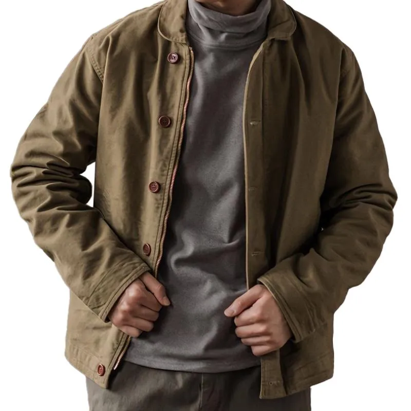Men's Vintage Lapel Single Breasted Zipper Cargo Jacket 63736977Z sold by Manly