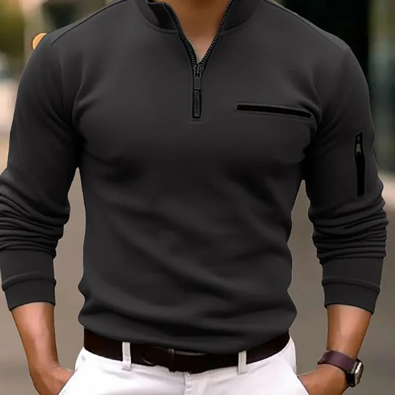 Men'S Casual Solid Color Zipper Polo Shirt 71126757Y sold by Manly product image thumbnail 4