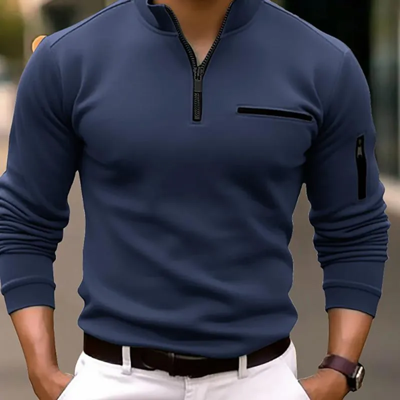 Men'S Casual Solid Color Zipper Polo Shirt 71126757Y sold by Manly product image thumbnail 2