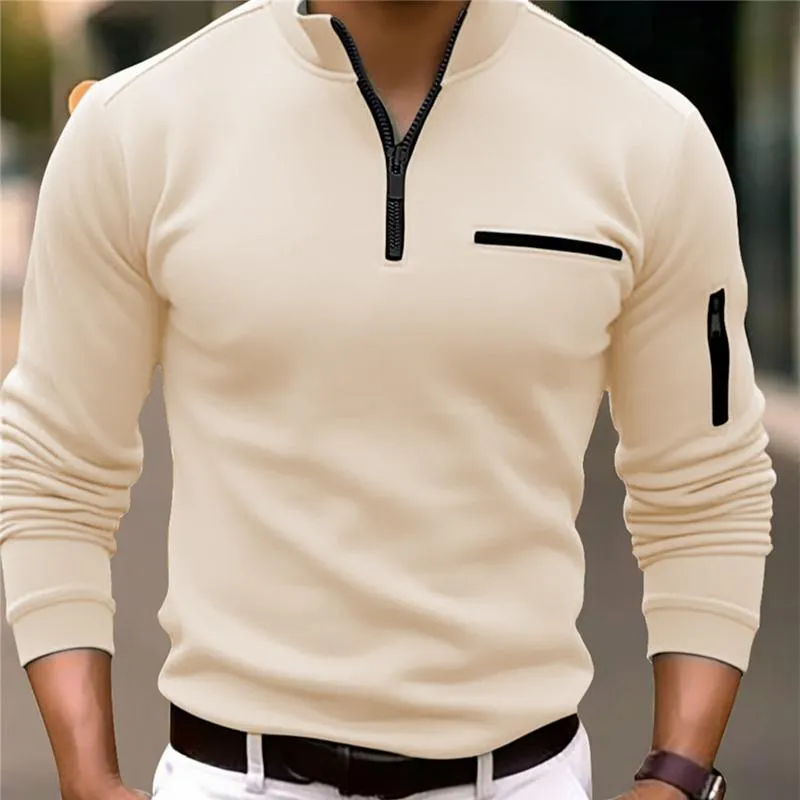 Men'S Casual Solid Color Zipper Polo Shirt 71126757Y sold by Manly product image thumbnail 5