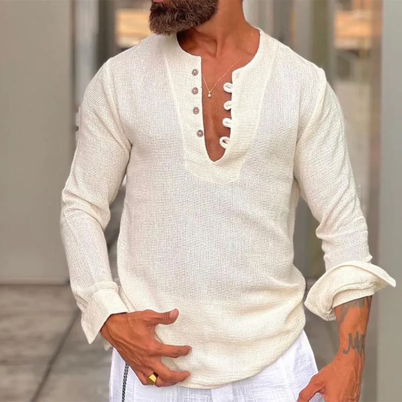 Men's Cotton and Linen Long-sleeved T-shirt 50345314TO sold by Manly product image thumbnail 2