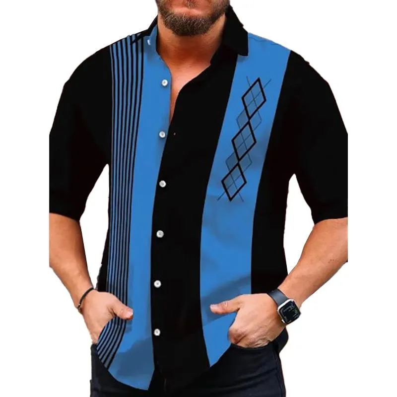 Men's Geometric Print Short Sleeve Shirt 68540714X sold by Manly