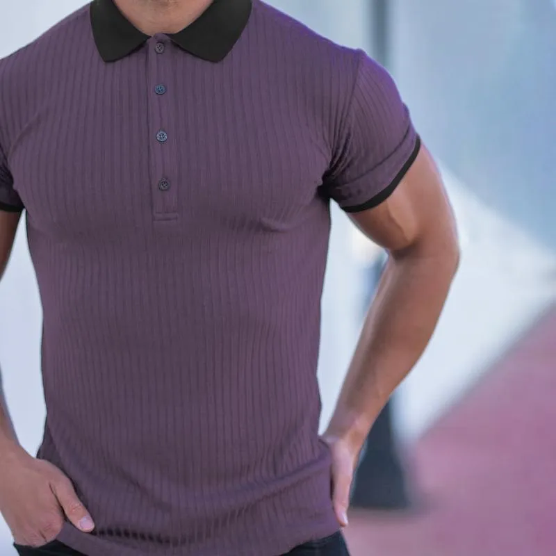 Men's Retro Contrast Slim Lapel Short Sleeve Polo Shirt 10138071M sold by Manly product image thumbnail 3