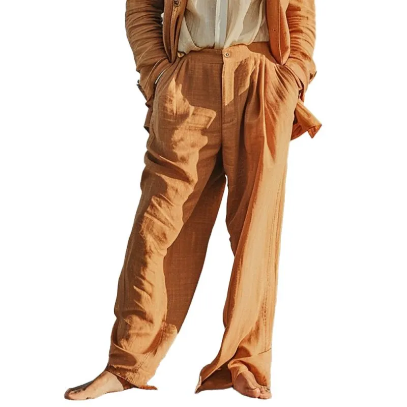 Men's Casual Solid Color Linen Blend Loose Pants 43259991M sold by Manly