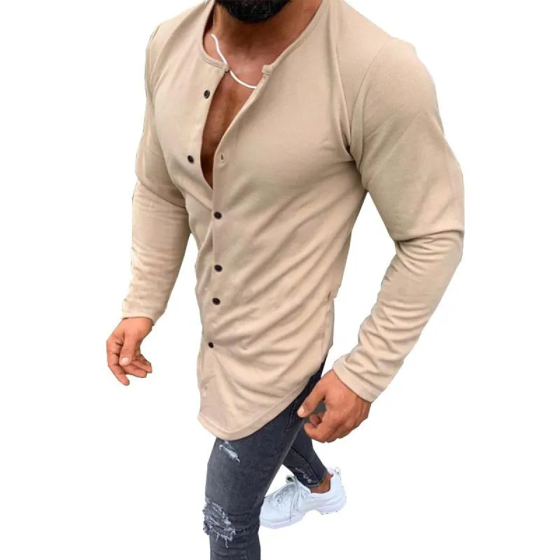 Men's Solid Color Casual Single Breasted T-Shirt Cardigan 05735806X sold by Manly