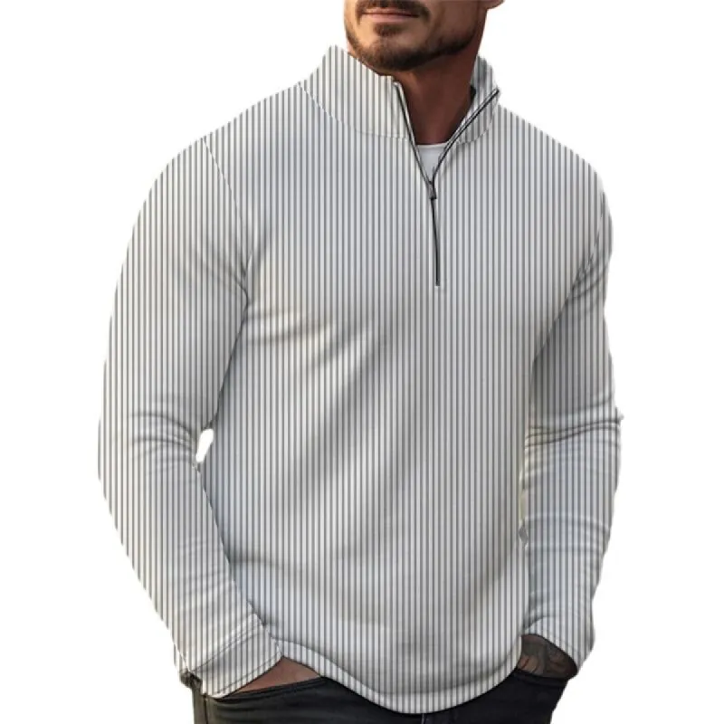Men's Loose Sports Striped Stand Collar Sweatshirt 36189963X sold by Manly