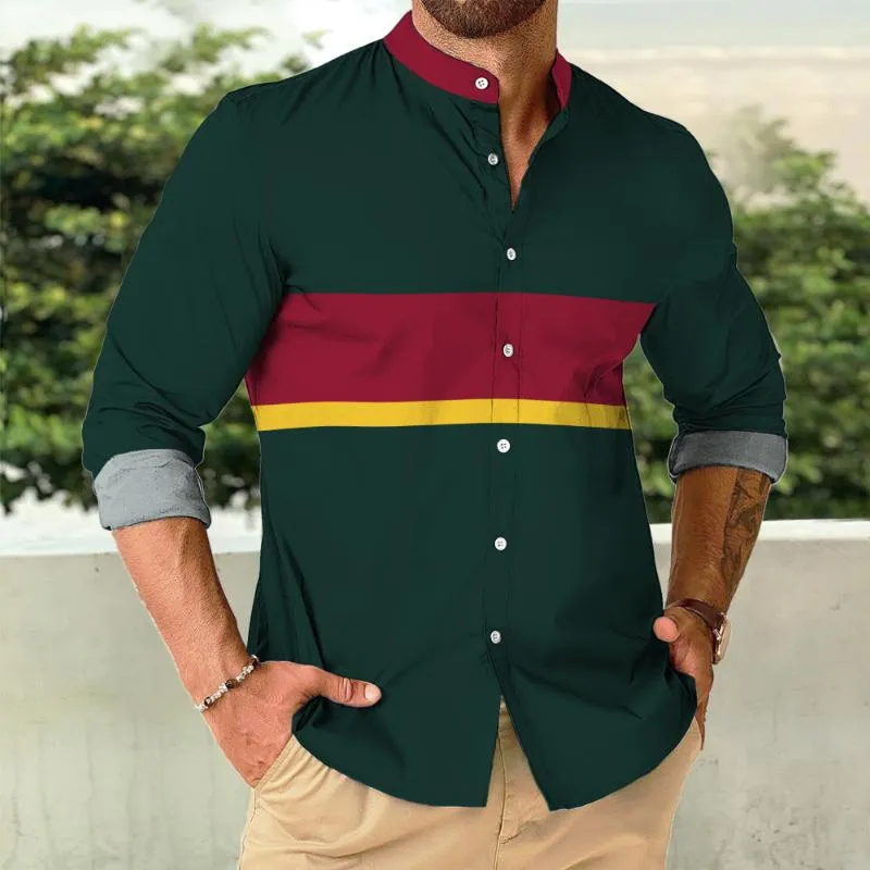 Men's Casual Color Block Stand Collar Shirt 44645496TO sold by Manly product image thumbnail 2