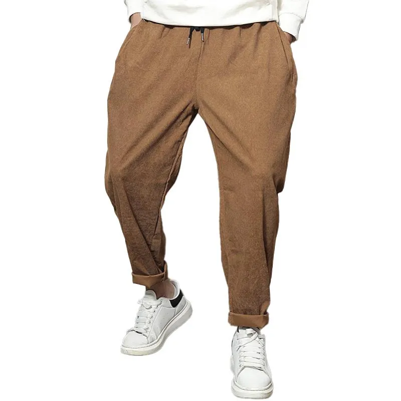 Men's Solid Color Elastic Waist Casual Trousers 75435451Z sold by Manly